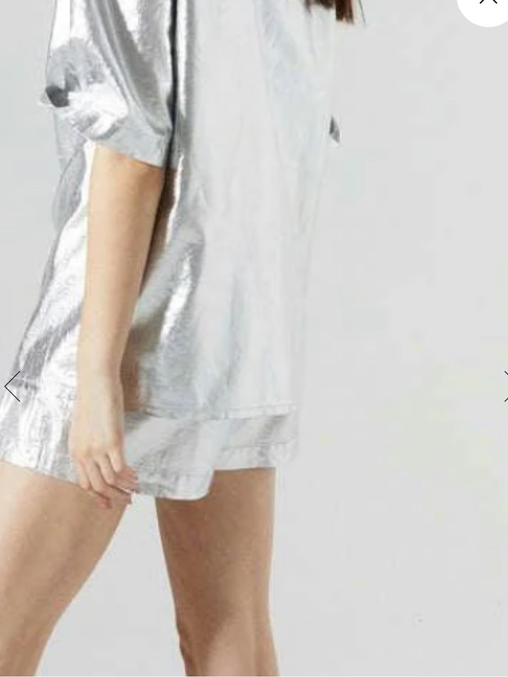 NWT Lanhtropy Frida Silver Metallic Linen Shorts Large - Picture 2 of 9
